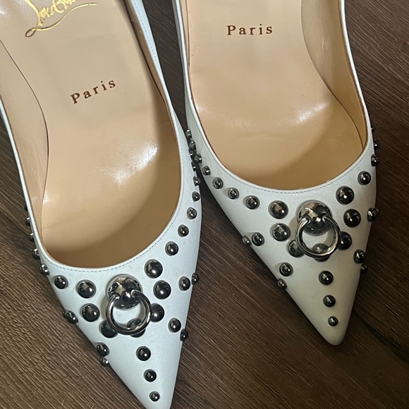 White Christian Louboutin Door Knock 120 Kid size 38 - Picture 5 of 12